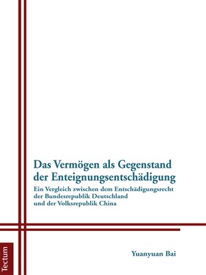 cover image of Das Vermögen als Gegenstand der Enteignungsentschädigung.